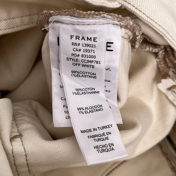 FRAME NWOT Cream Ecru Denim High Waist Flare Overalls Utility Jumpsuit, Size S - Picture 12 of 14